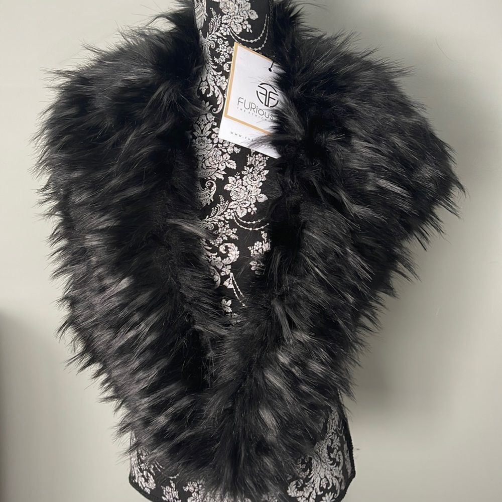 Furious Fur Asymmetrical ScarfโBlack NEW